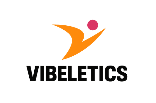 VIBELETICS logo - bold minimalist design